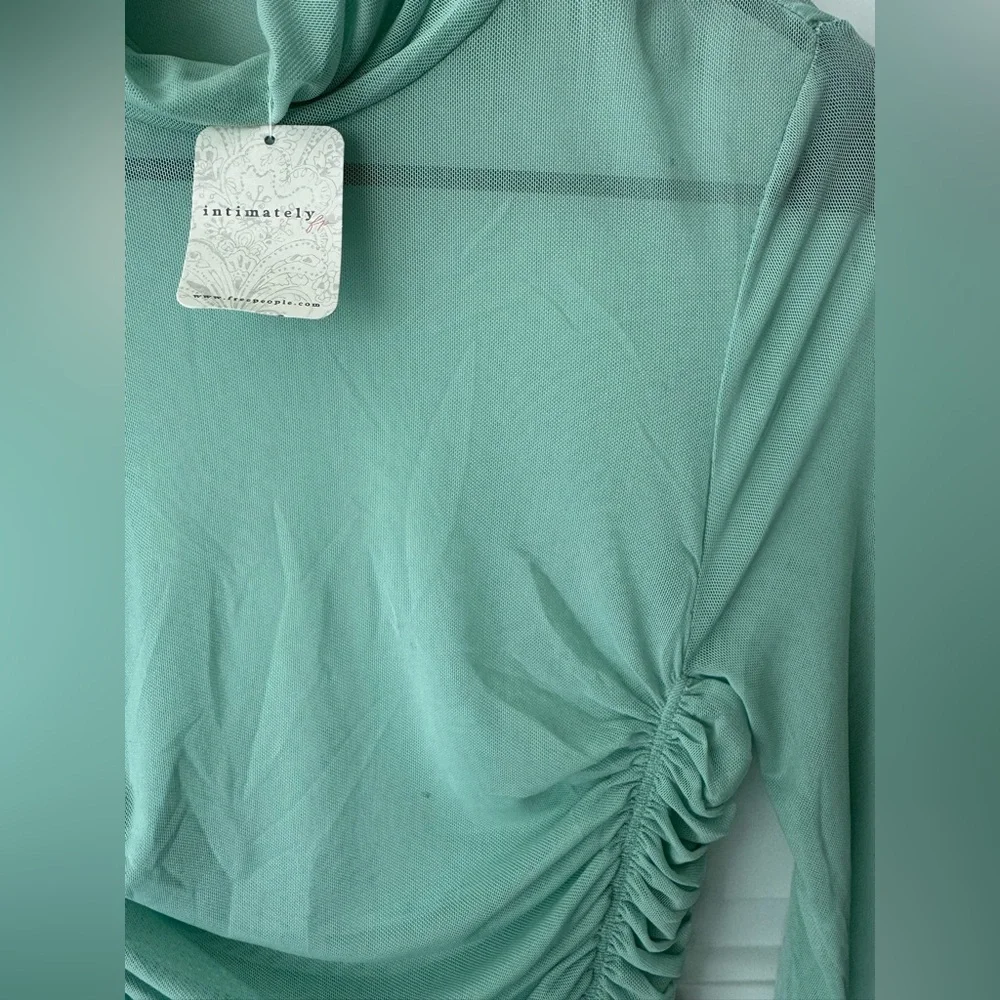 NWT Free People Intimately Under It All Ruched Mesh Turtleneck Bodysuit